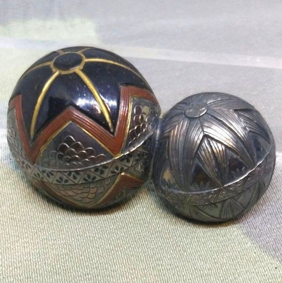 Antique Japanese Obidome Sash Clip Mari Ball Metalwork Kimono Obi Accessory