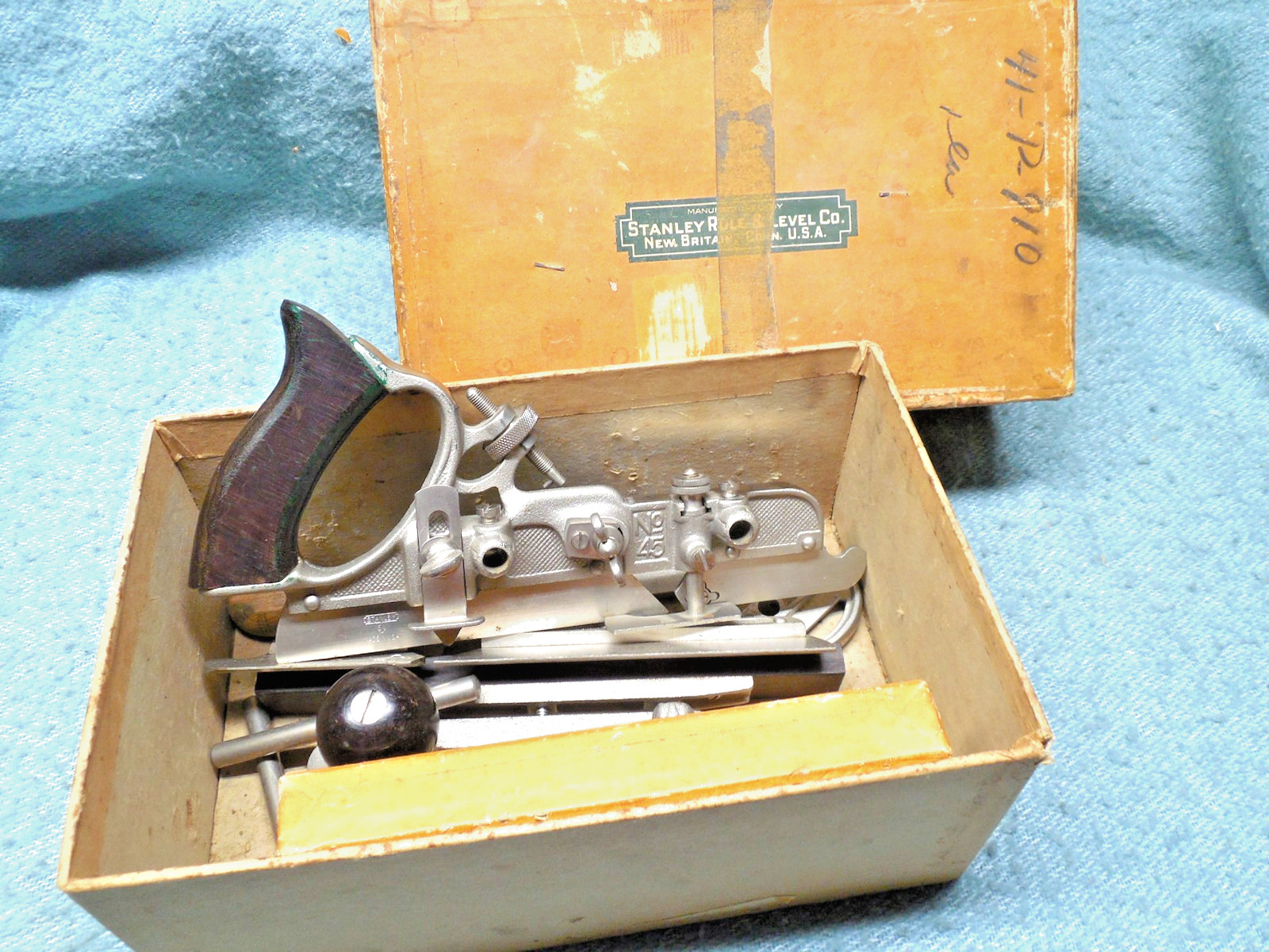 Antique Stanley 45 Combination Plane in Box SW Sweetheart Complete w Spurs 