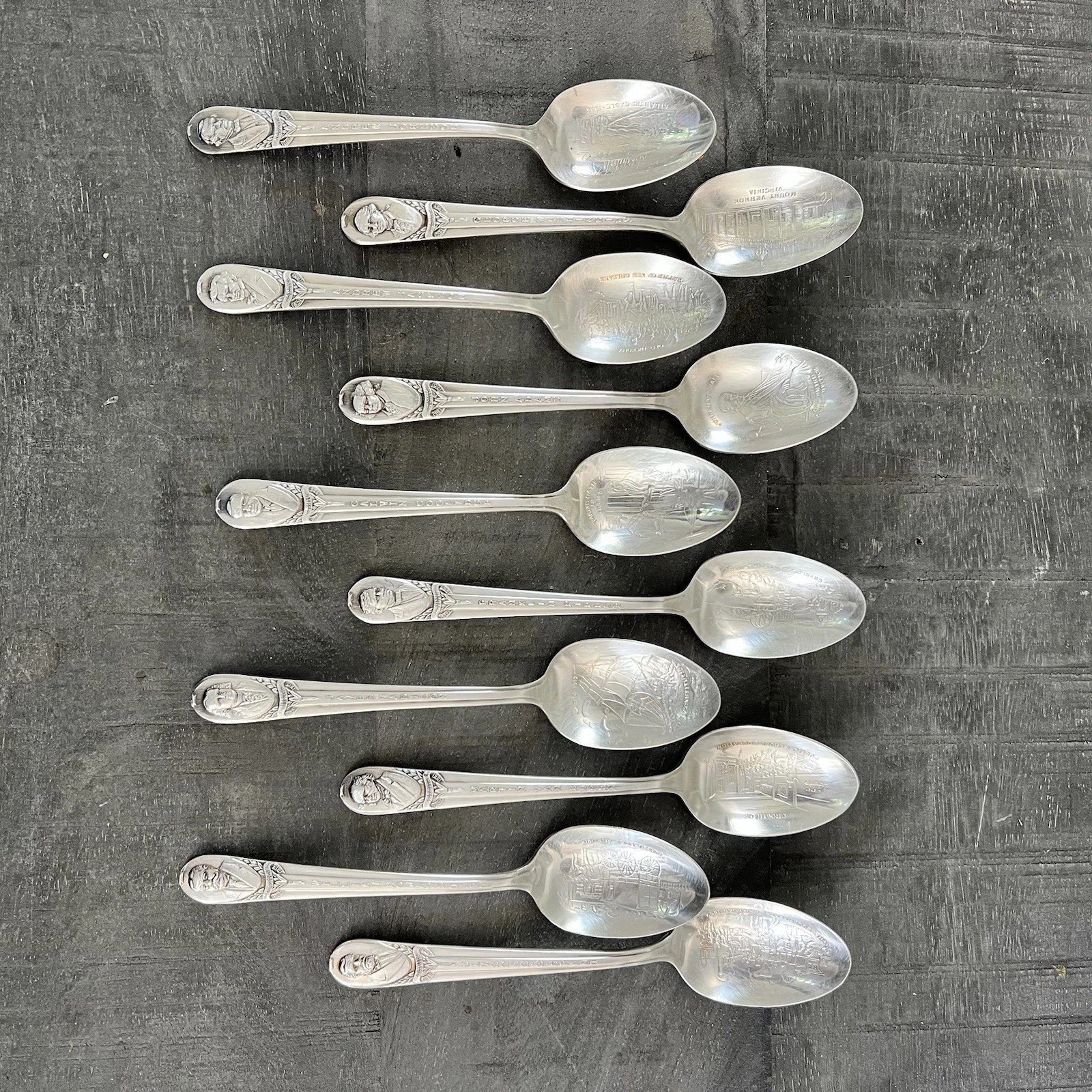 Wm Rogers Co Presidential Teaspoons IS Silver Plate 10Pc Set Vintage Collectible Wm Rogers Co Presidential Teaspoons IS Silver Plate 10Pc Set Vintage Collectible