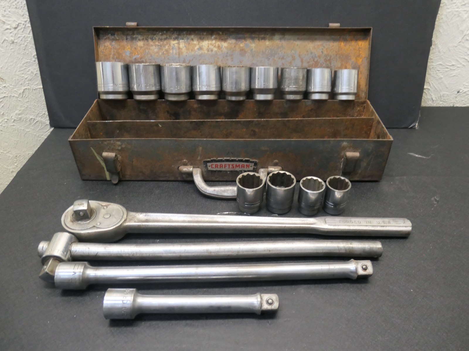 Vintage Craftsman V Series 17pc Large Socket Set With Metal Case 3/4” Drive Vintage Craftsman V Series 17pc Large Socket Set With Metal Case 3/4” Drive