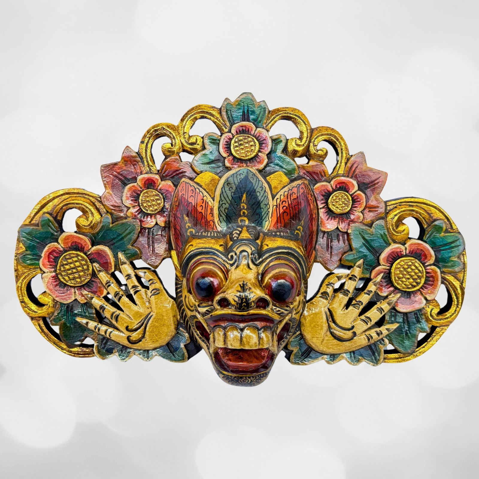 Balinese Barong Demon Mask: Hand Carved Wood Bali Art, Bhoma Guardian Wall Decor
