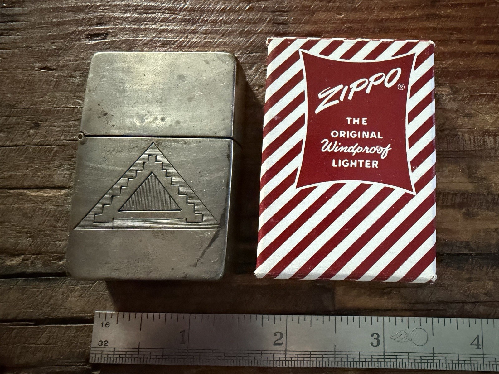 Vintage 1950s Zippo Lighter US 7th Army Engraved Germany 835 Silver Case & Box