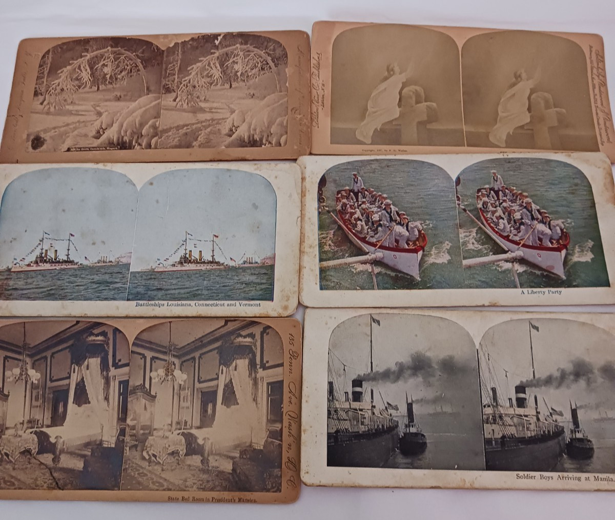 LOT OF 6 VINTAGE STEREOSCOPIC VIEWS - THE ASCENSION/LIBERTY PARTY/NIAGRA FALLS++ LOT OF 6 VINTAGE STEREOSCOPIC VIEWS - THE ASCENSION/LIBERTY PARTY/NIAGRA FALLS++