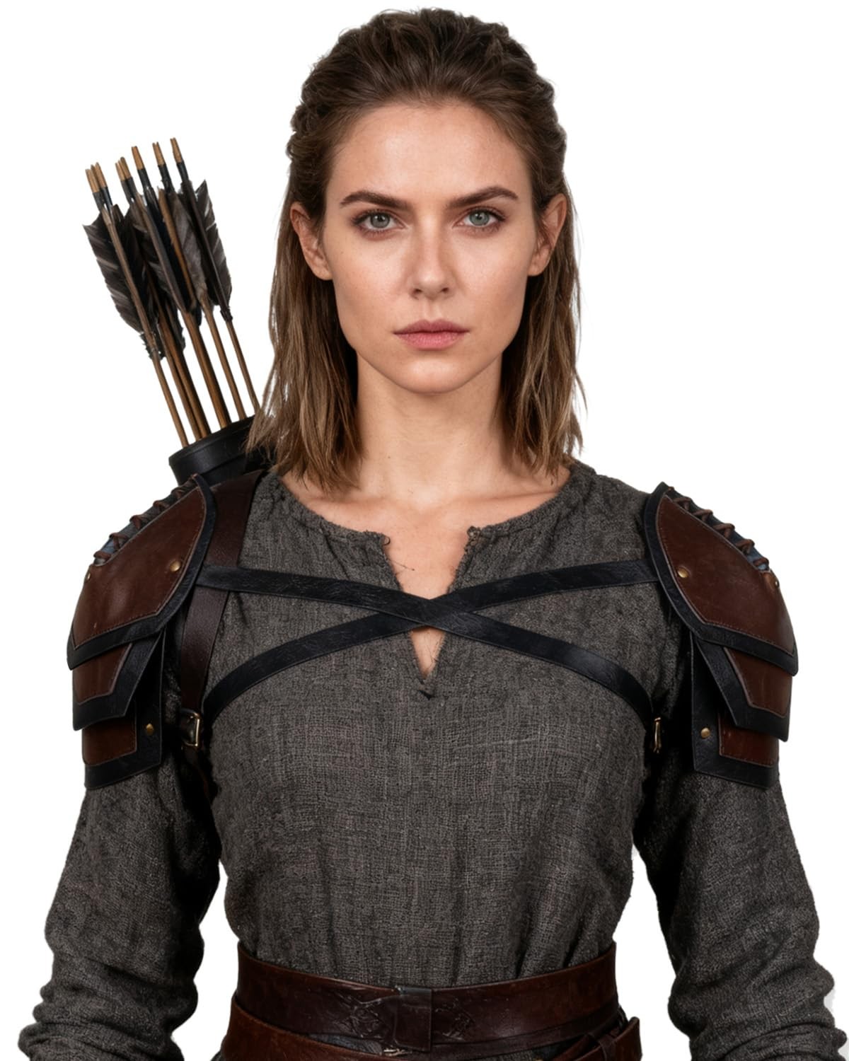 Medieval Pauldron Leather Shoulder Armor Viking Spaulder, Brown-2