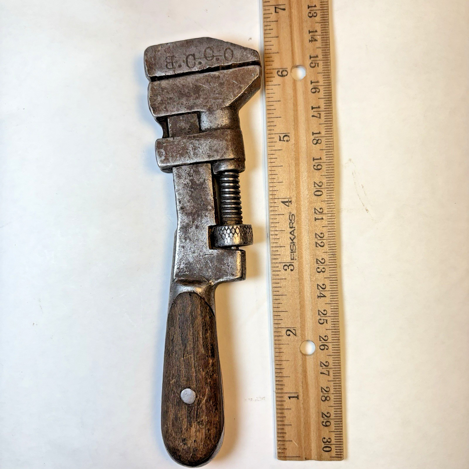 Antque Adjustable Wrench 6.5 inch Odd Company Stamp Antque Adjustable Wrench 6.5 inch Odd Company Stamp