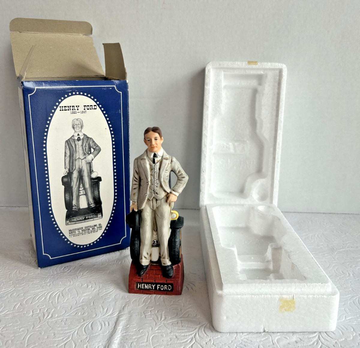 Henry Ford Decanter Americana Porcelain McCormick Distilling 1977 - EMPTY w Box
