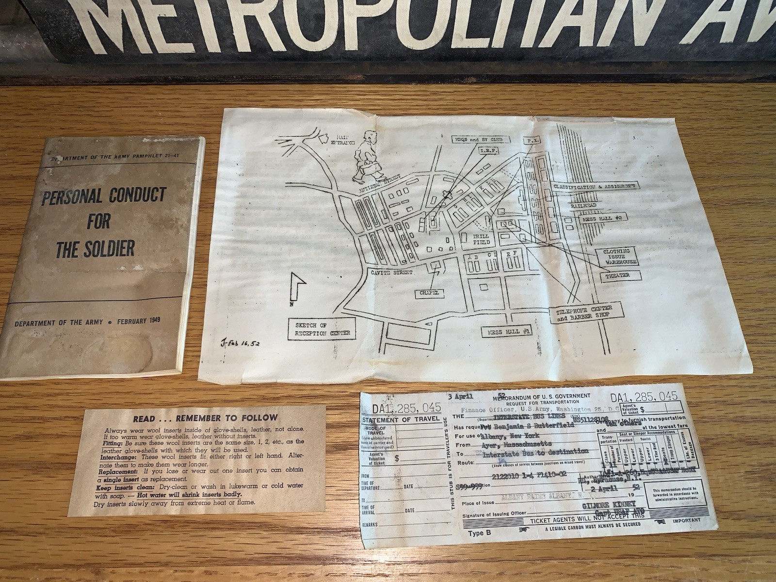PERSONAL CONDUCT SOLDIER TRAVEL TICKET NOTICE MAP OF RECEPTION CENTER MESS HALL PERSONAL CONDUCT SOLDIER TRAVEL TICKET NOTICE MAP OF RECEPTION CENTER MESS HALL