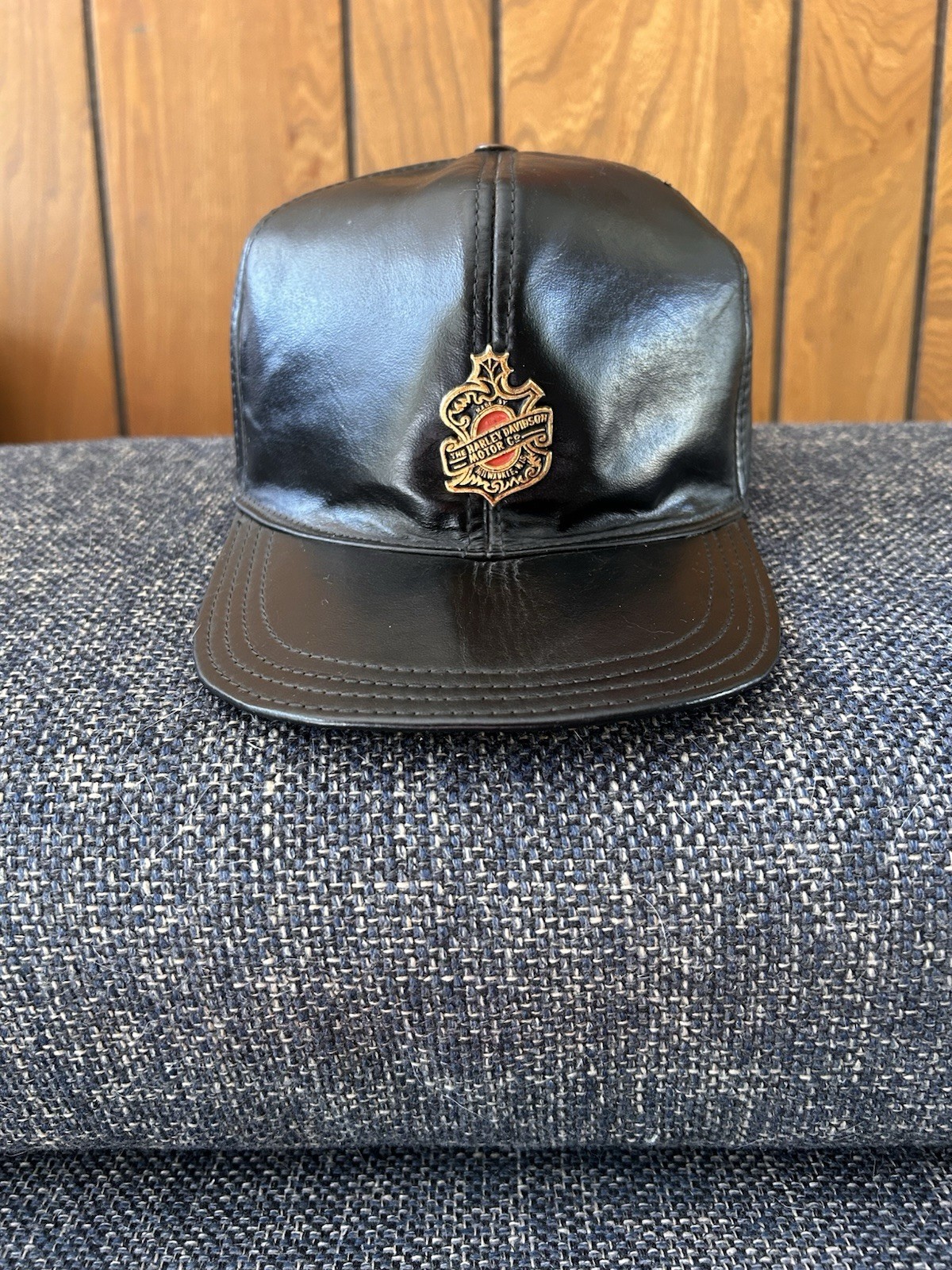Vintage 60s 70s Black Leather Hat Harley Davidson Motorcycle Adjustable Baseball Vintage 60s 70s Black Leather Hat Harley Davidson Motorcycle Adjustable Baseball