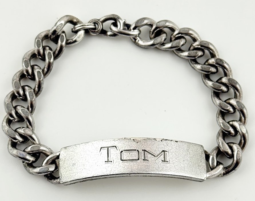 Forstner 925 Sterling Silver Mens Bracelet Name TOM Engraved Chain Link 8\