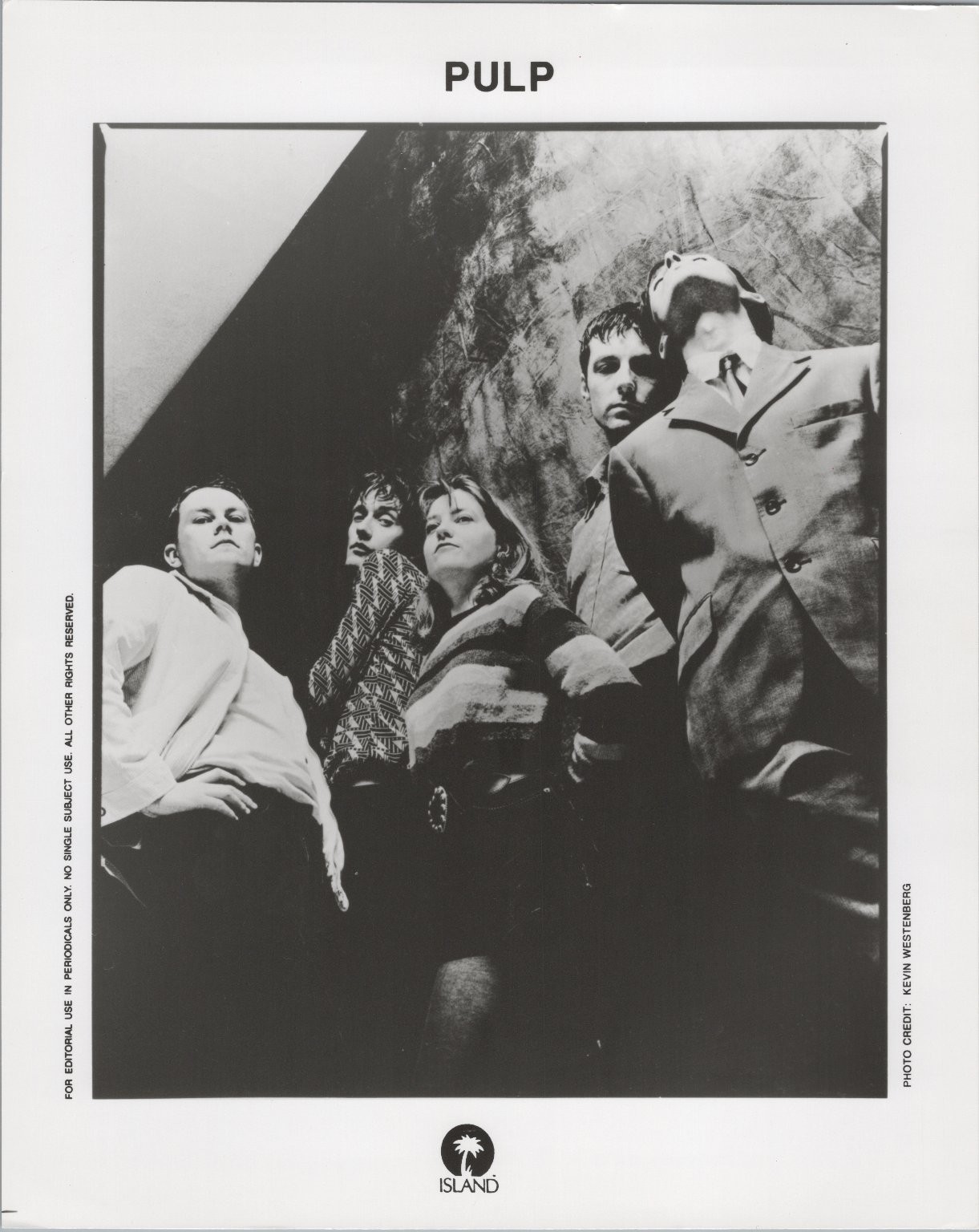 Pulp 1990s Vintage Black & White Press Photo by Kevin Westenberg