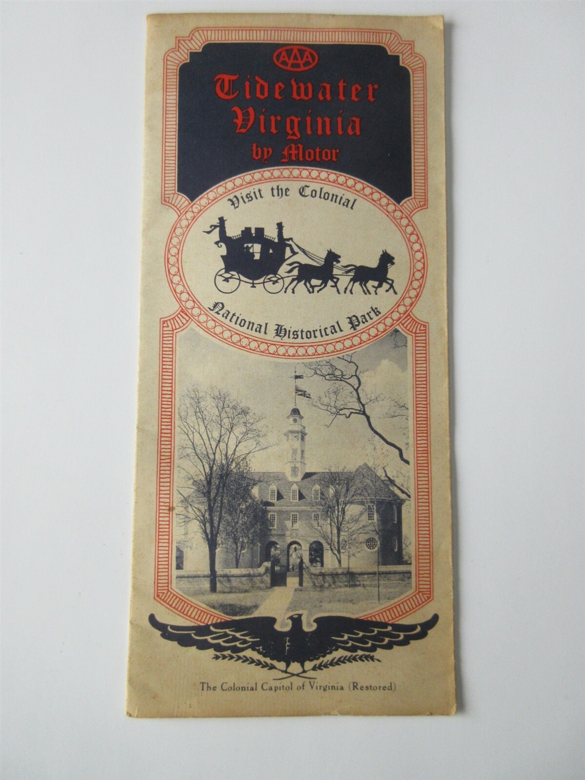 AAA TIDEWATER VIRGINIA BY MOTOR TOURISM & TRAVEL ADVERTISING BROCHURE 1950\'s