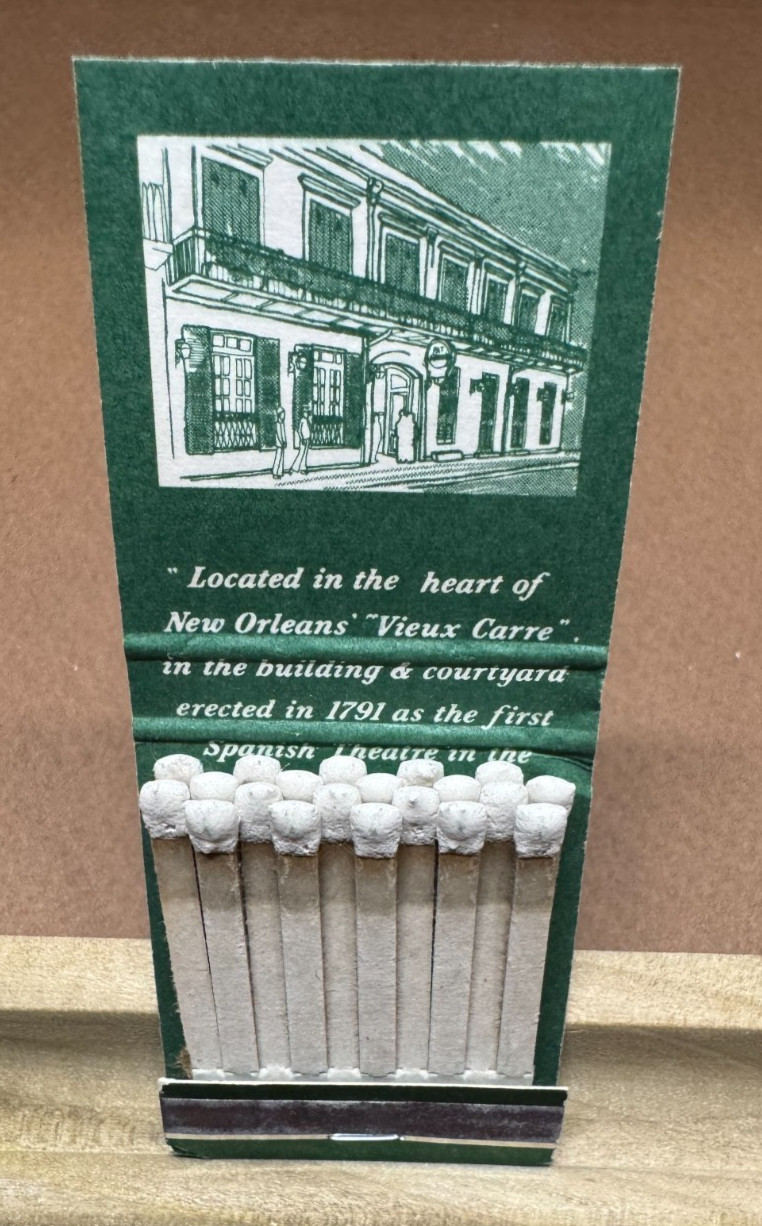 Pat O'Brien's New Orleans, True Vintage Hurricane Drink Matchbook; Unstruck ++++ Pat O'Brien's New Orleans, True Vintage Hurricane Drink Matchbook; Unstruck ++++