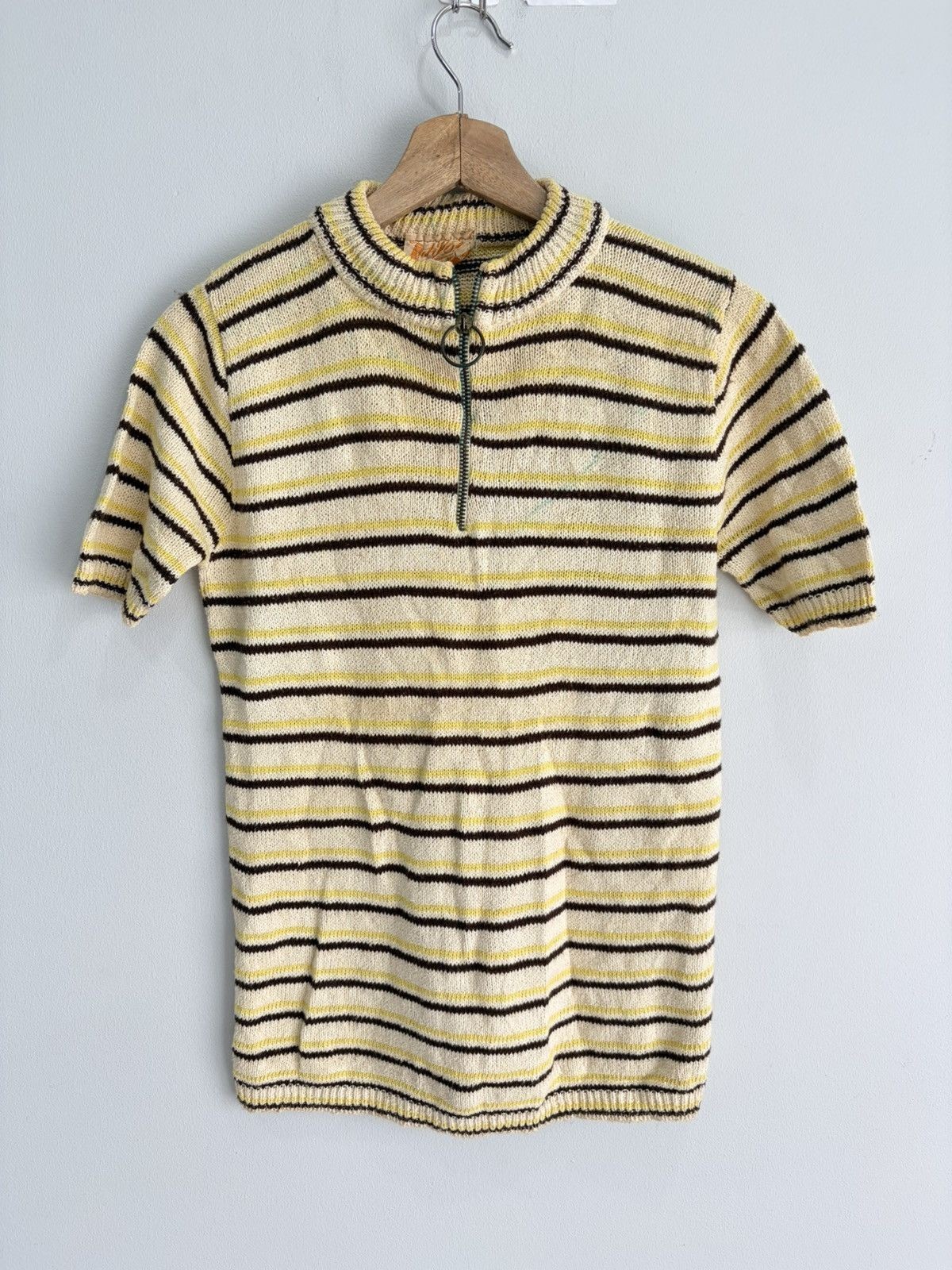 Vintage 70s Knit Tee Shirt Quarter Zip striped sweater Vintage 70s Knit Tee Shirt Quarter Zip striped sweater
