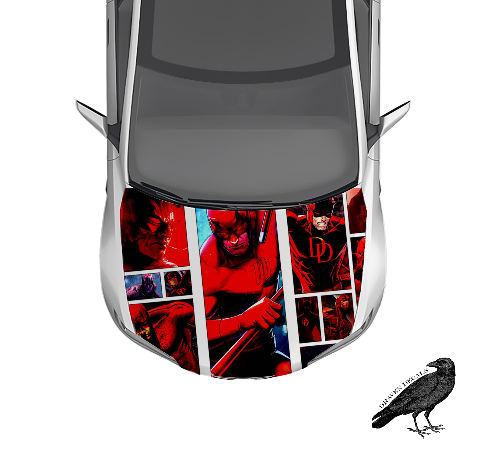 Daredevil Comic Hood Wrap Weatherproof 3M Vinyl Car Decal 50\ Daredevil Comic Hood Wrap Weatherproof 3M Vinyl Car Decal 50\