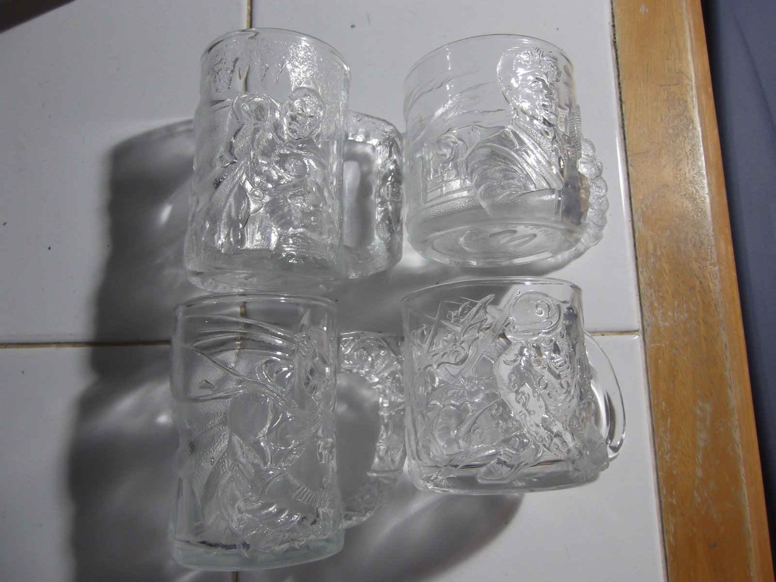 Complete Set 4 McDonald’s Mugs 1995 Batman Forever Glass Robin Two Face Joker $