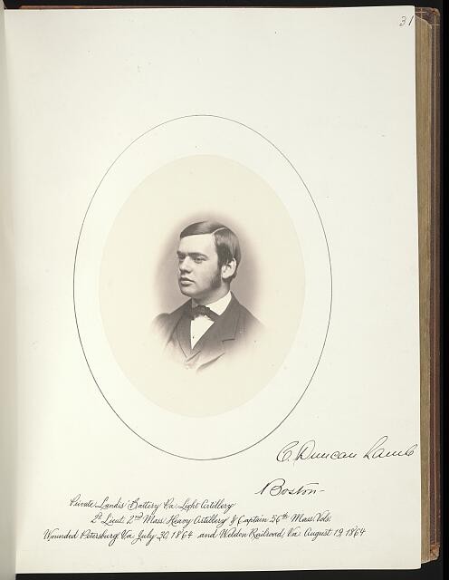 Photo:[Harvard class of 1861 yearbook portrait of Charles Duncan Lamb]