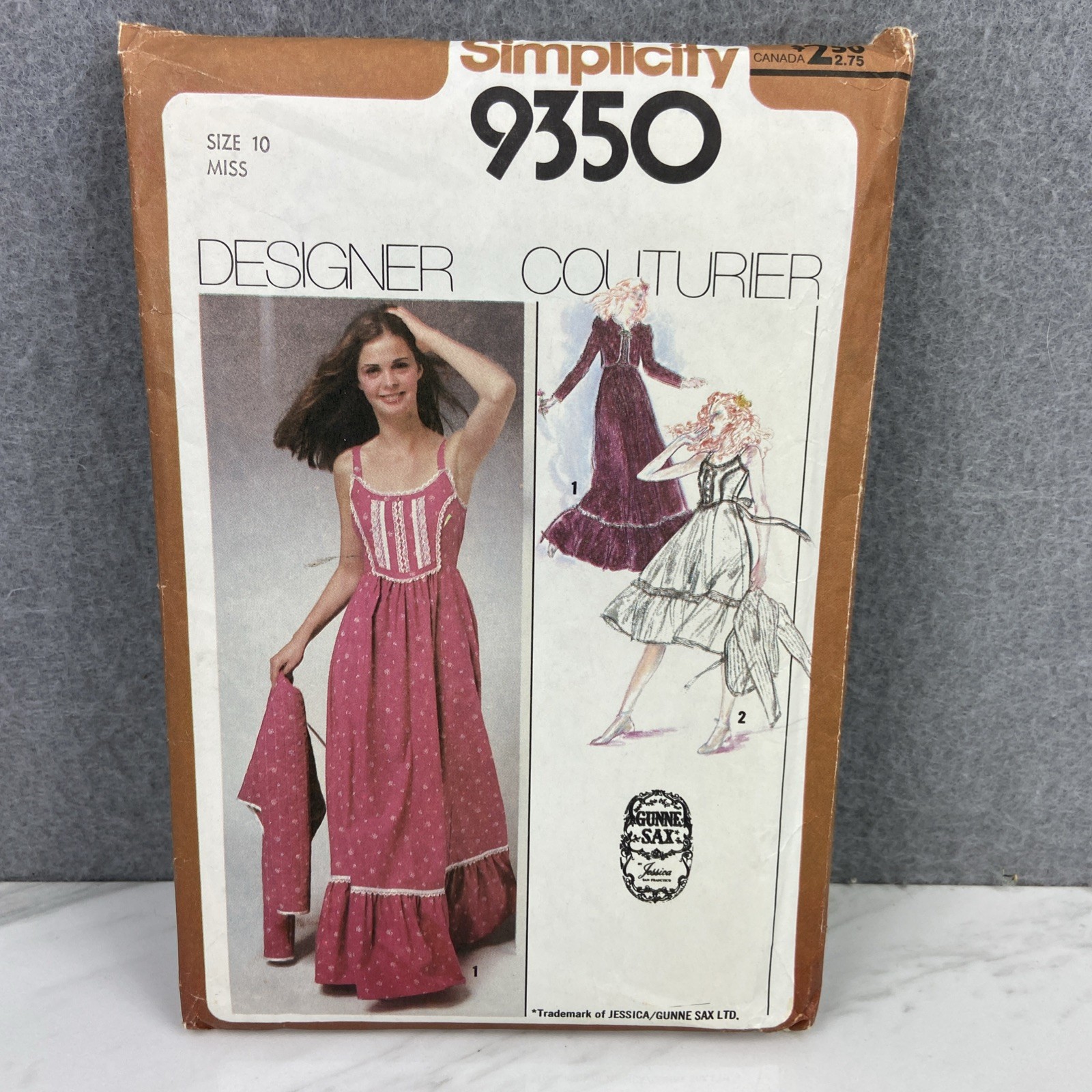 Vtg 1979 Simplicity 9350  Misses\' 10 Gunne Sax Sundress & Quilted Jacket Pattern