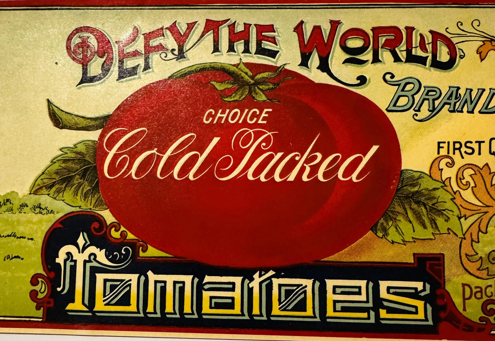 Antique 1910s-1920s Defy The World Tomatoes Can Label 🍅 Kelty & Son NJ
