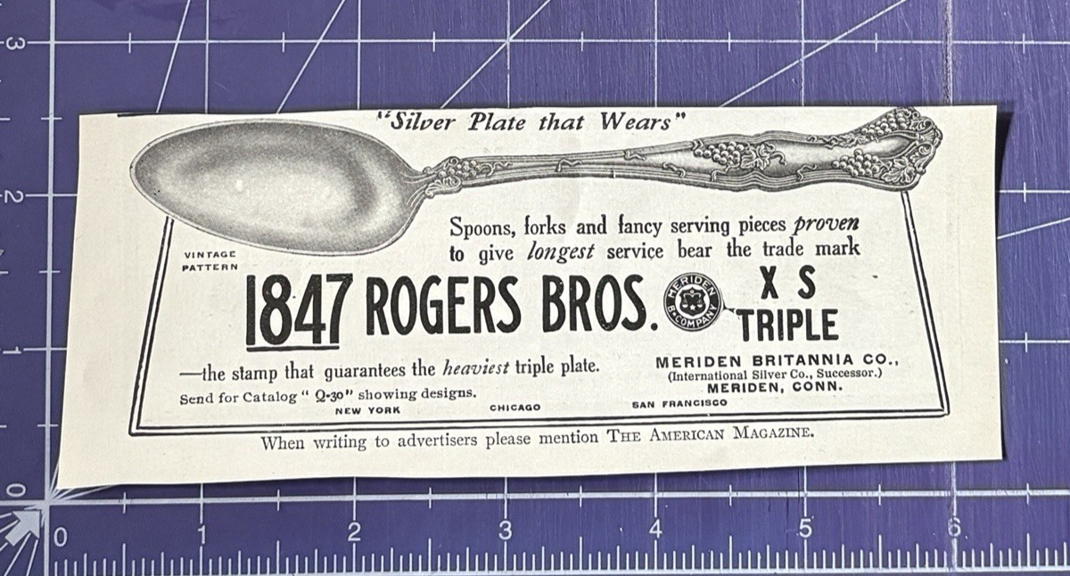 1910 PRINT AD 1847 ROGER BROS XS TRIPLE MERIDEN BRITANNIA COMPANY MERIDEN CONN