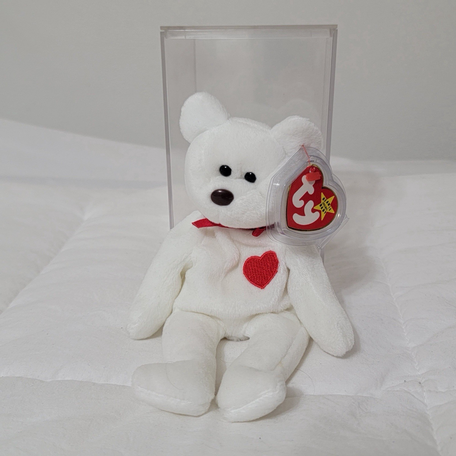 TY BEANIE BABY BEAR CROOKED NOSE VALENTINO Retired RARE Tag Errors 1993 -1st Gen