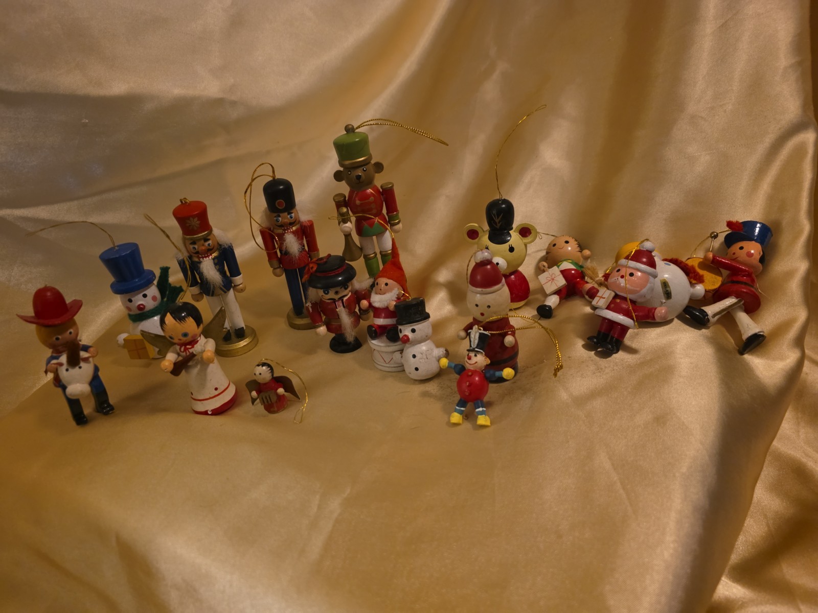 Lot of 17 Vintage Wooden Christmas Ornaments 