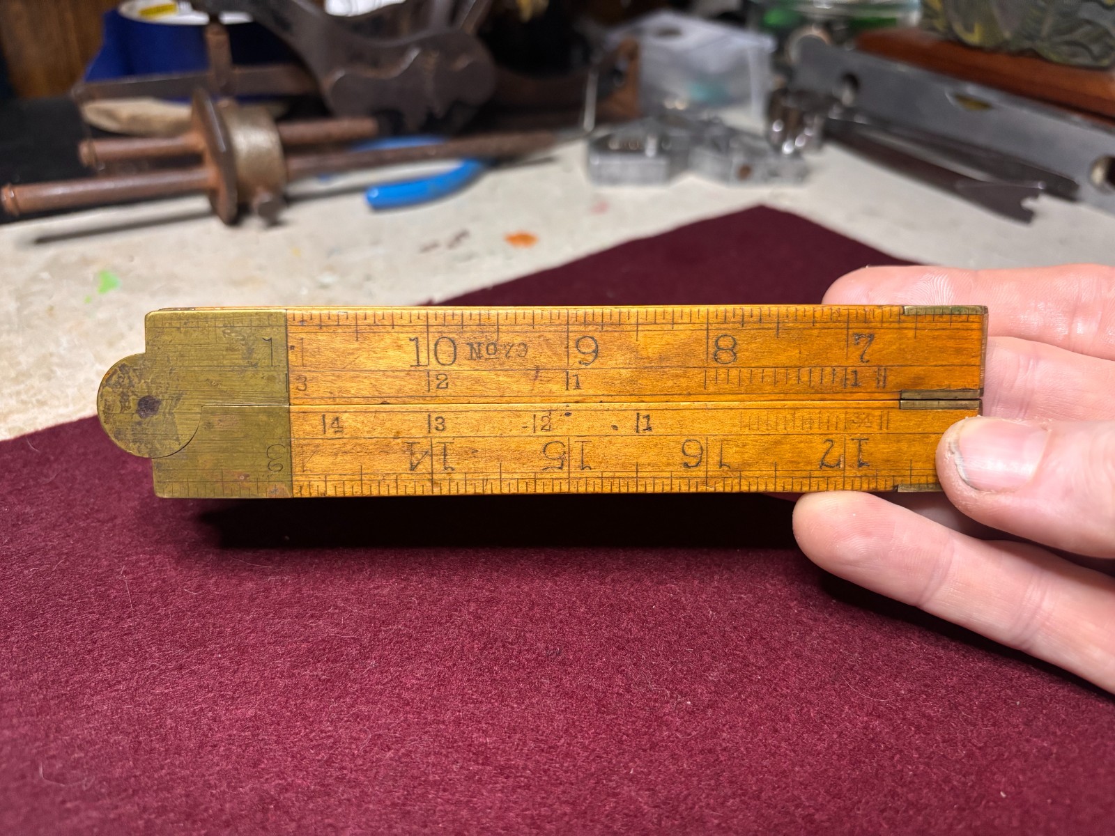 Stanley or Standard Rule No. 79 Box Wood & Brass folding Ruler board scales Rare