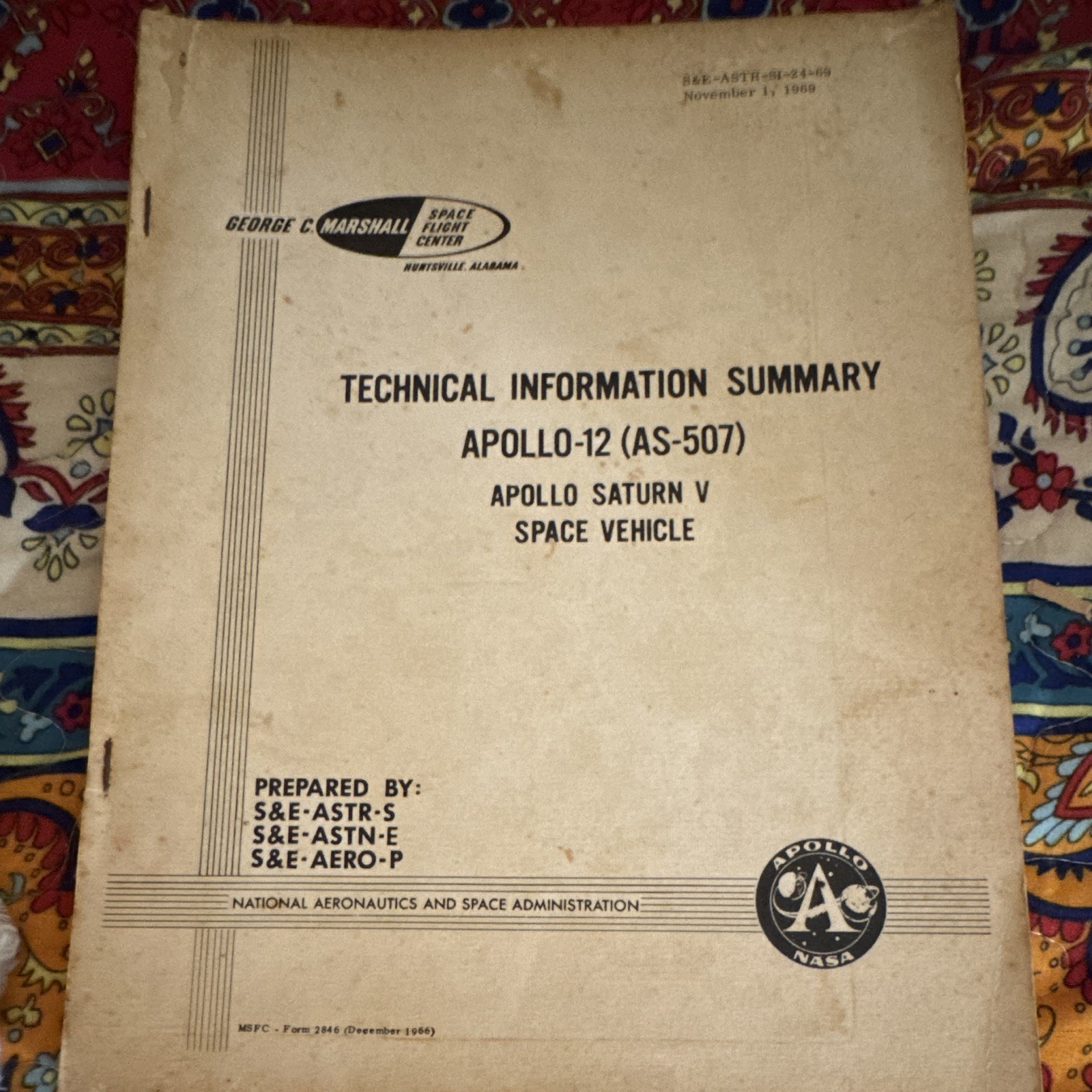 Vintage NASA Apollo 12 Technical Info Summary 1966 Vintage NASA Apollo 12 Technical Info Summary 1966