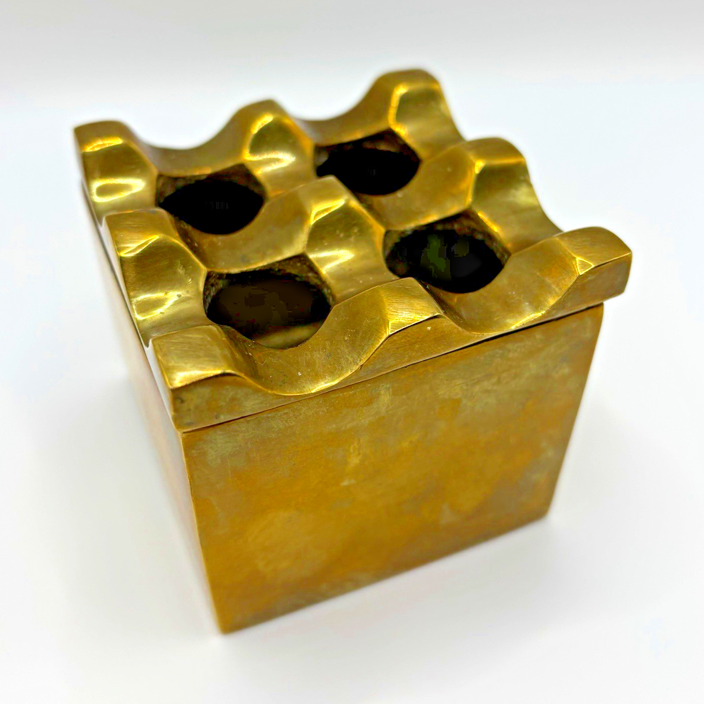 Ultima VTG  1970’s Brass Ash Tray Trinket Box Paper Weight Sweden Collectible 