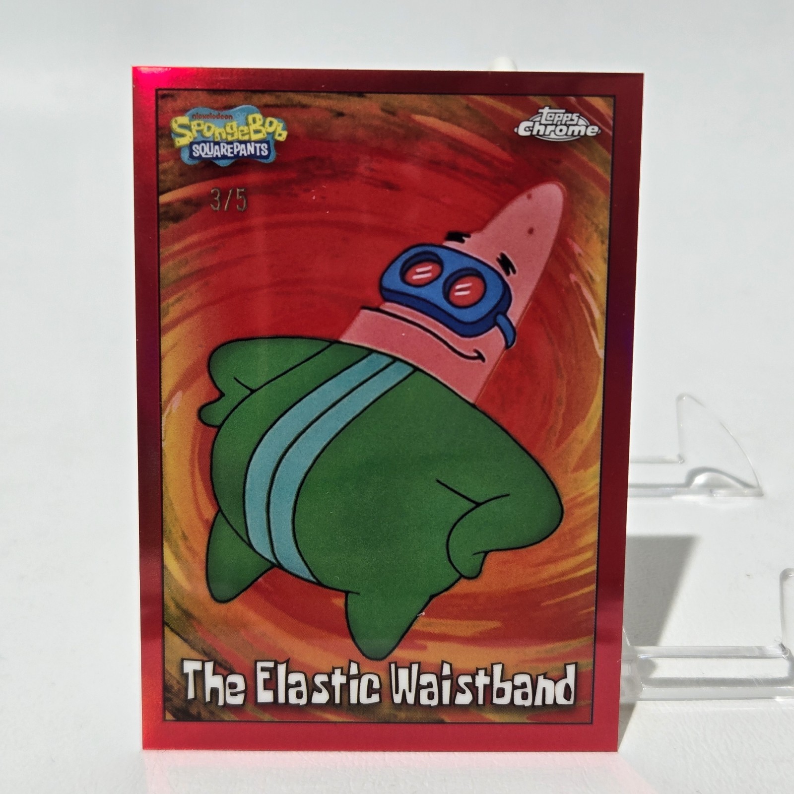 Topps 2025 Chrome SpongeBob #137 The Elastic Waistband Red /5 Refractor Patrick