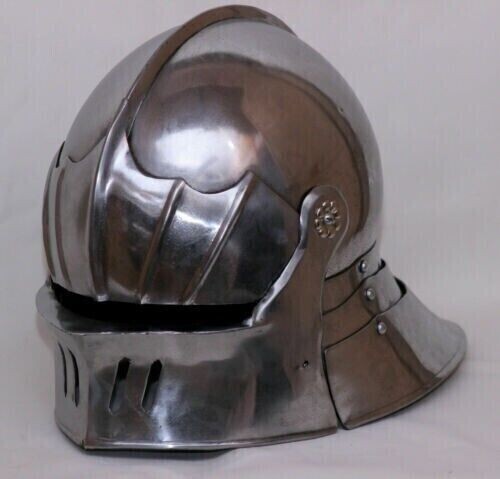 Knight Armor Helmet 18GA Steel Larp Medieval German Sallet Helmet Replica gifts Knight Armor Helmet 18GA Steel Larp Medieval German Sallet Helmet Replica gifts