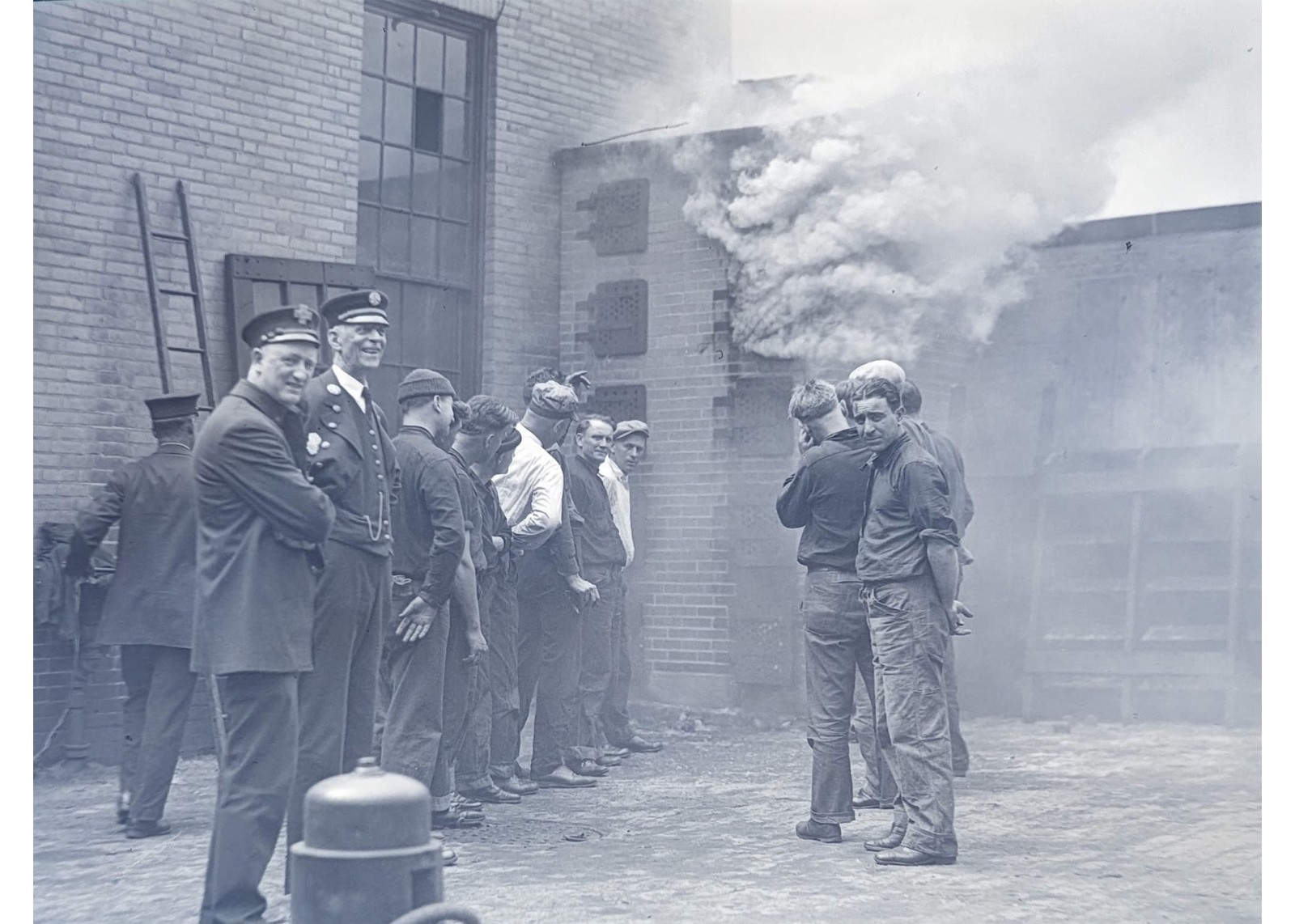 1929 Boston Fire Department Drill Headquarters Smoke Glass Plate Negative OOAK