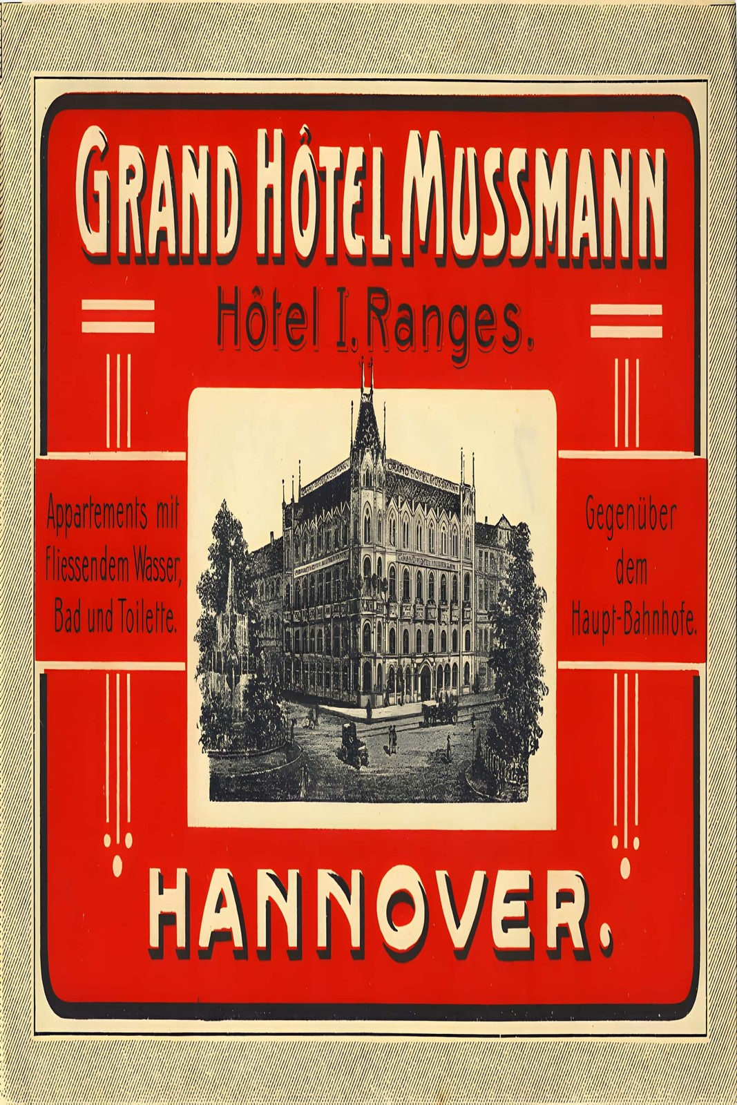Grand Hôtel Mussmann Poster - Hannover, Germany 1920s Vintage Style 🇩🇪🖼️ -