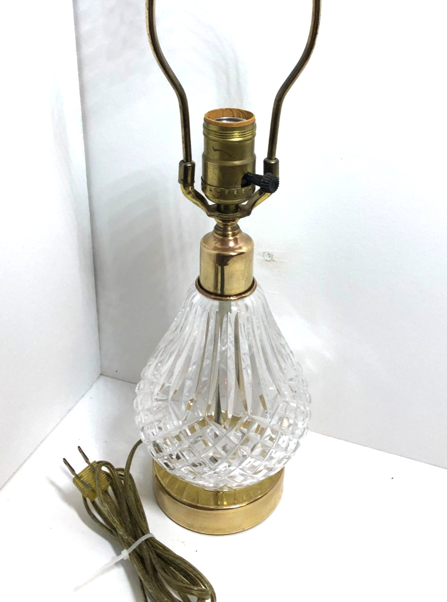 Vintage Signed Waterford Crystal Table Lamp With Brass