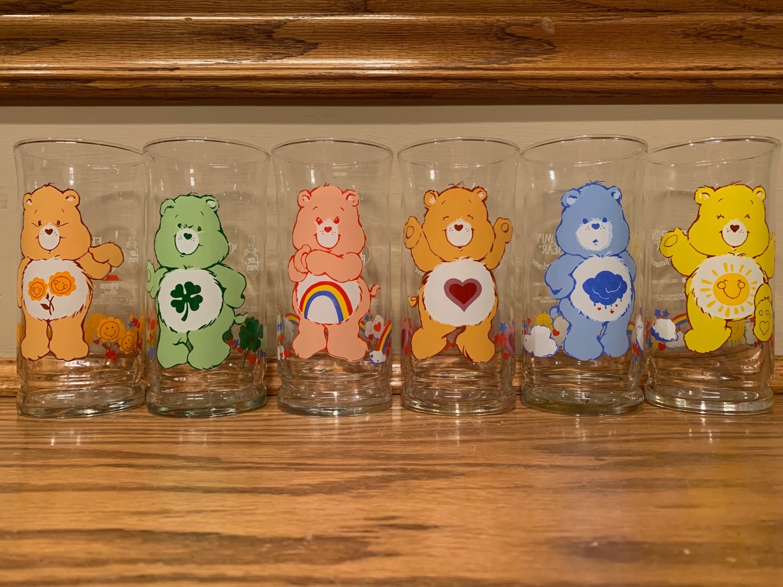 VINTAGE Care Bears Pizza Hut 1983 Complete Glass Set of 6 Glasses VINTAGE Care Bears Pizza Hut 1983 Complete Glass Set of 6 Glasses