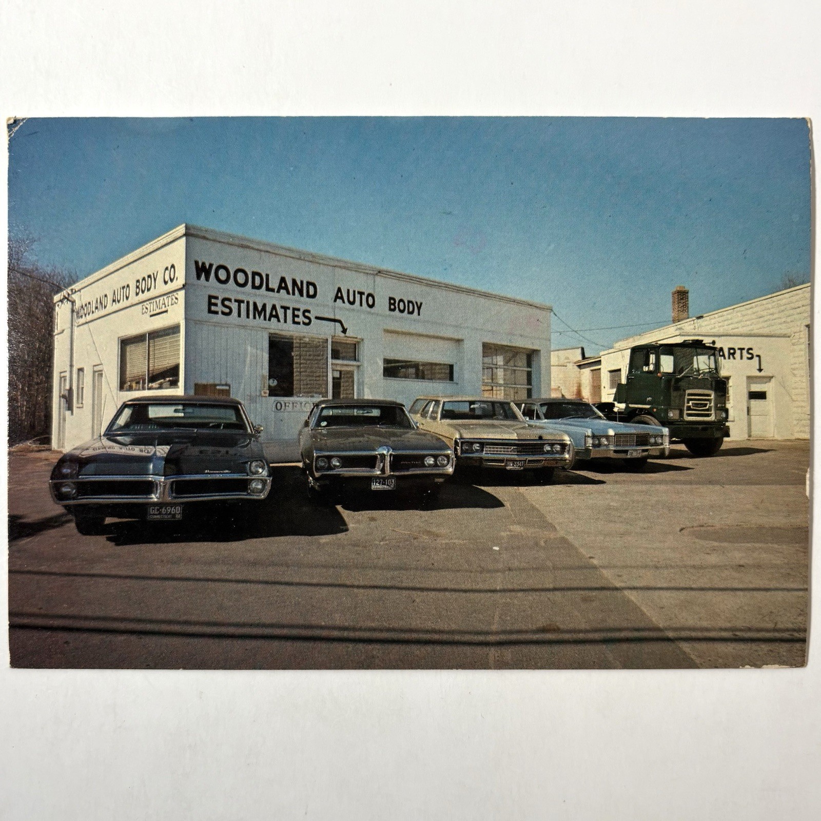 Woodland Auto Body Company East Hartford Connecticut CT Cars Chrome Postcard