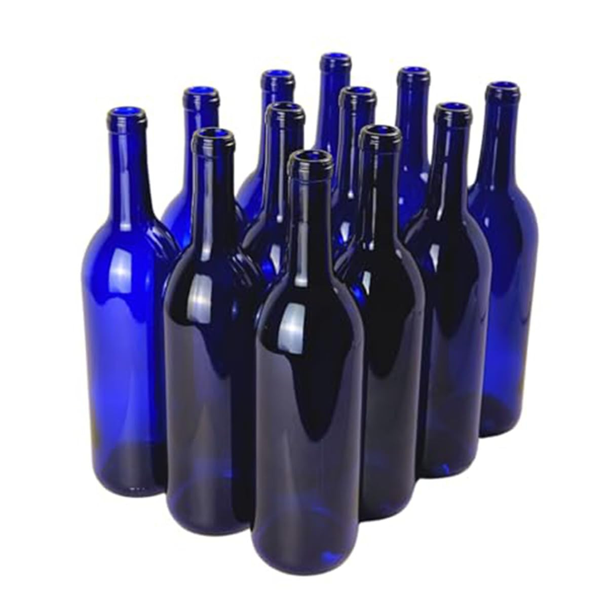 750mL Cobalt Blue Wine Bottles 12 Pack Bordeaux Glass Cork Finish Home Brewing