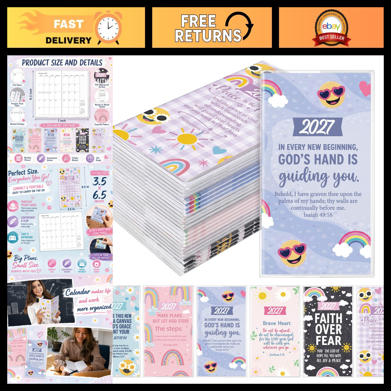2027 Small Pocket Calendar - Perfect Christmas Gift, Preppy Style, Compact & Sty