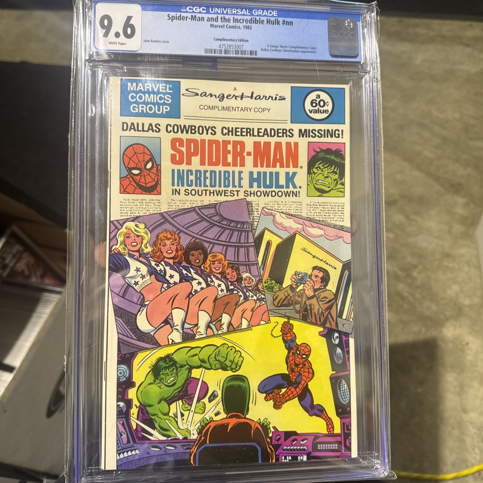 Spider-Man and Incredible Hulk #nn (1982), Cowboys Cheerleaders, CGC GRADED 9.6 Spider-Man and Incredible Hulk #nn (1982), Cowboys Cheerleaders, CGC GRADED 9.6