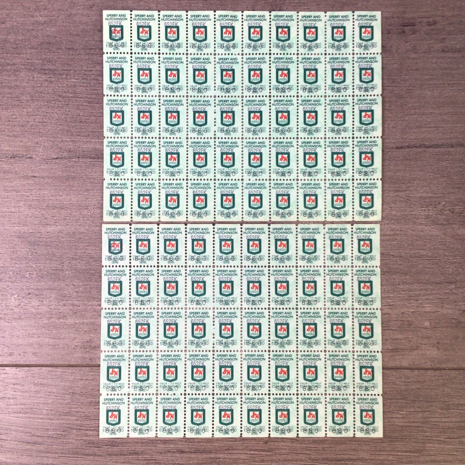VINTAGE S&H GREEN STAMPS 2 FULL SHEETS OF 50 UNUSED VINTAGE S&H GREEN STAMPS 2 FULL SHEETS OF 50 UNUSED