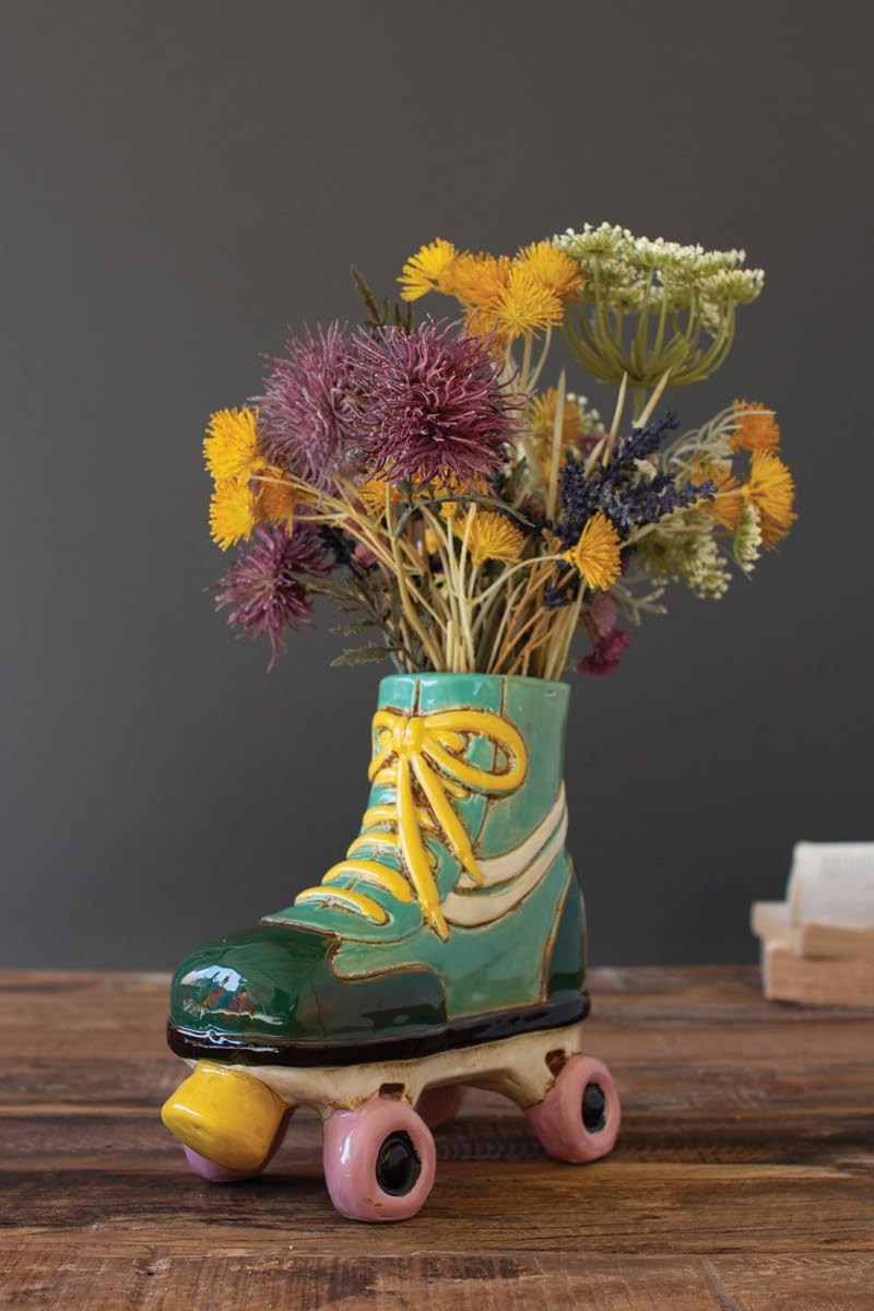 KALALOU Ceramic Roller Skate Planter, 8.5-inch Height, Home Decor, CDV2301 KALALOU Ceramic Roller Skate Planter, 8.5-inch Height, Home Decor, CDV2301