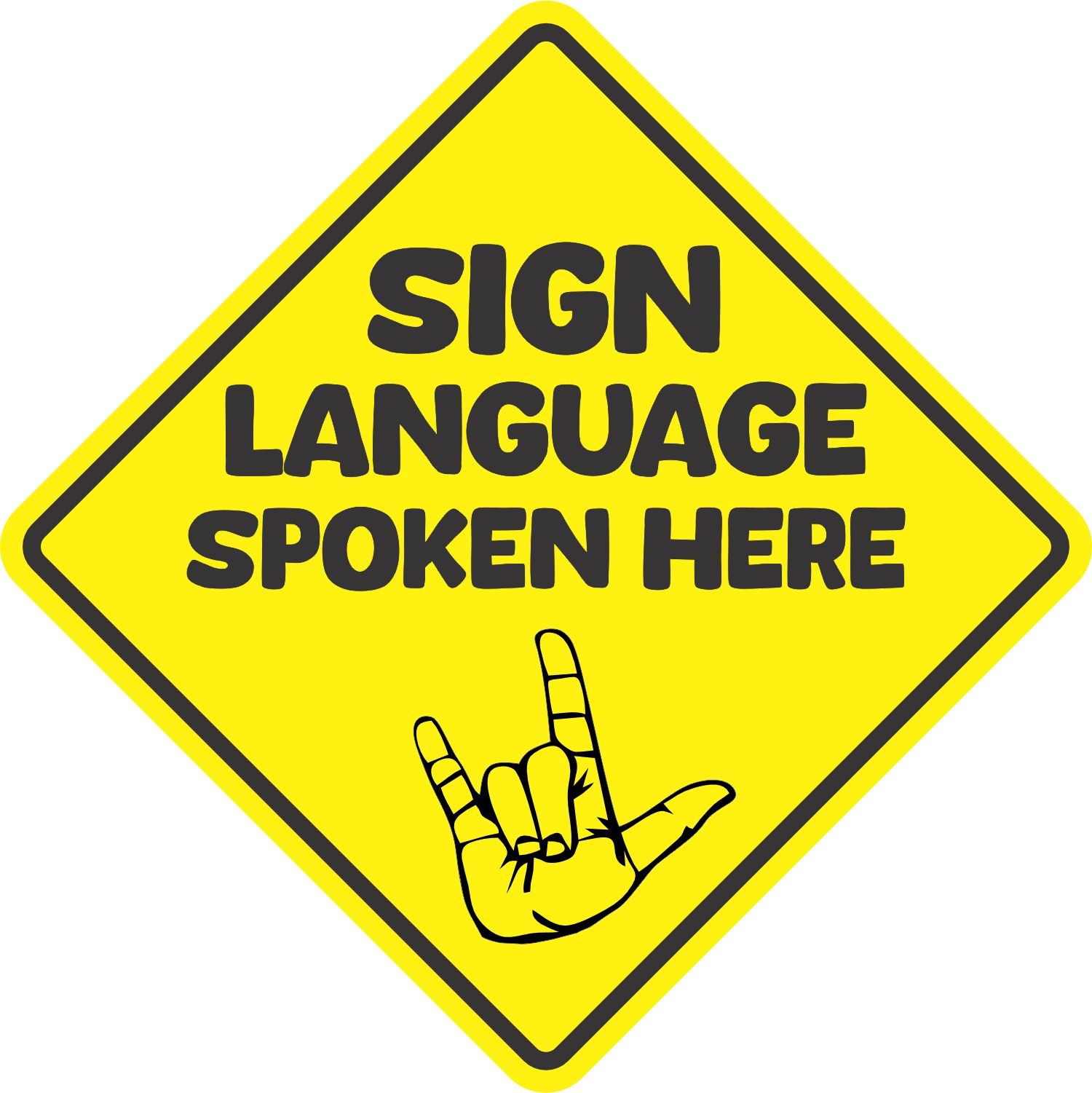 StickerTalk Sign Language Spoken Here Vinyl Sticker 5x5 inches