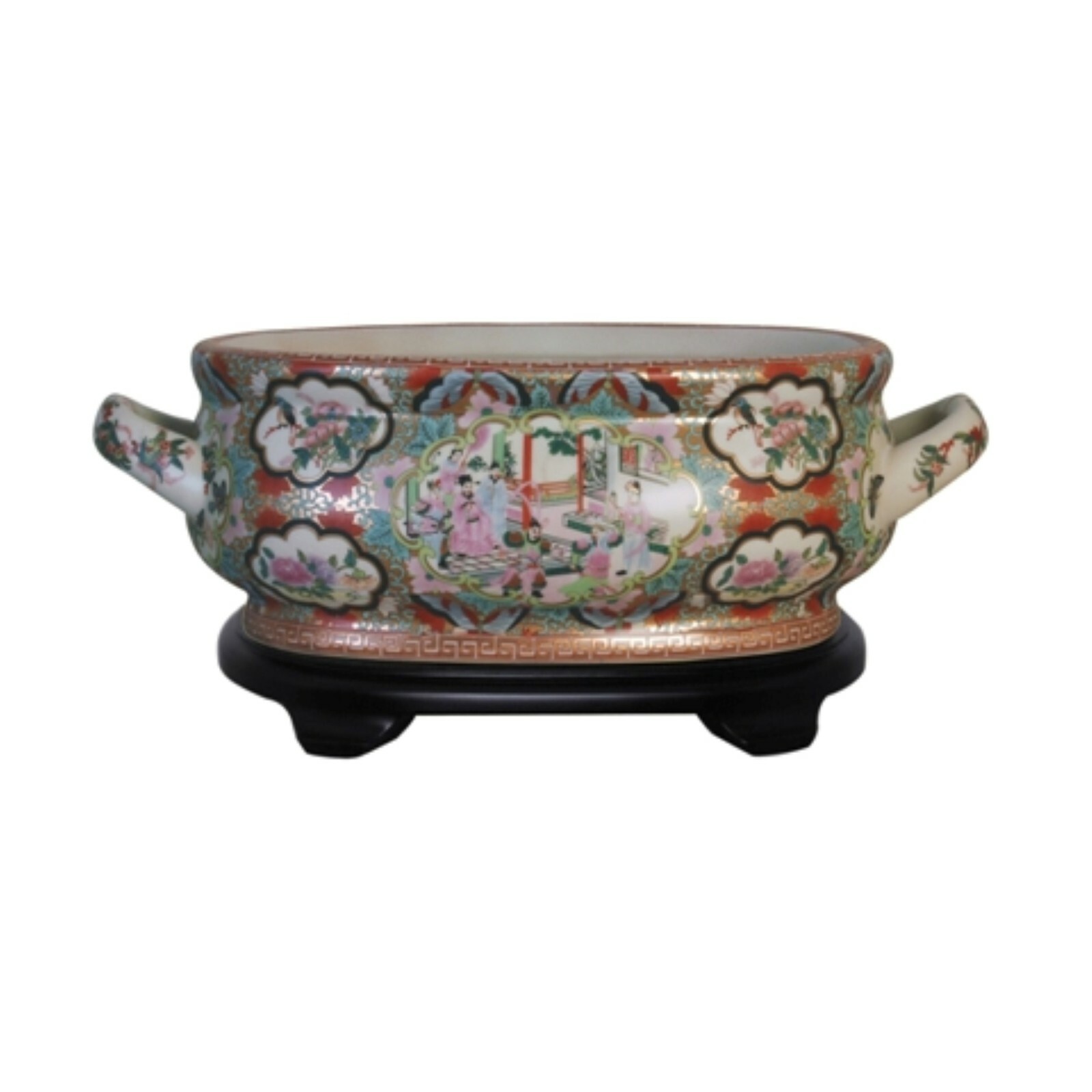 Unique Chinese Rose Medallion Porcelain Foot Bath Basin Unique Chinese Rose Medallion Porcelain Foot Bath Basin