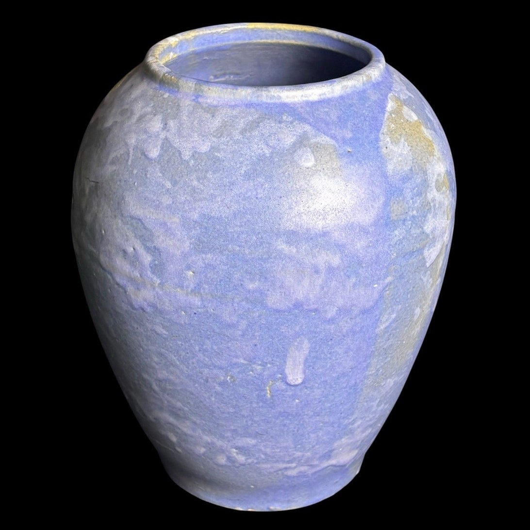 1930’s Antique Art Pottery Brush McCoy Mottled Blue Ceramic Vase