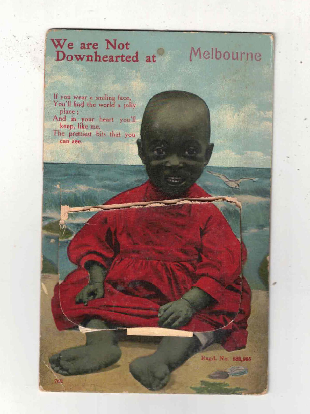 Vintage Postcard c1920s We are Not Downhearted at Melbourne. Vic. Fold out pics.