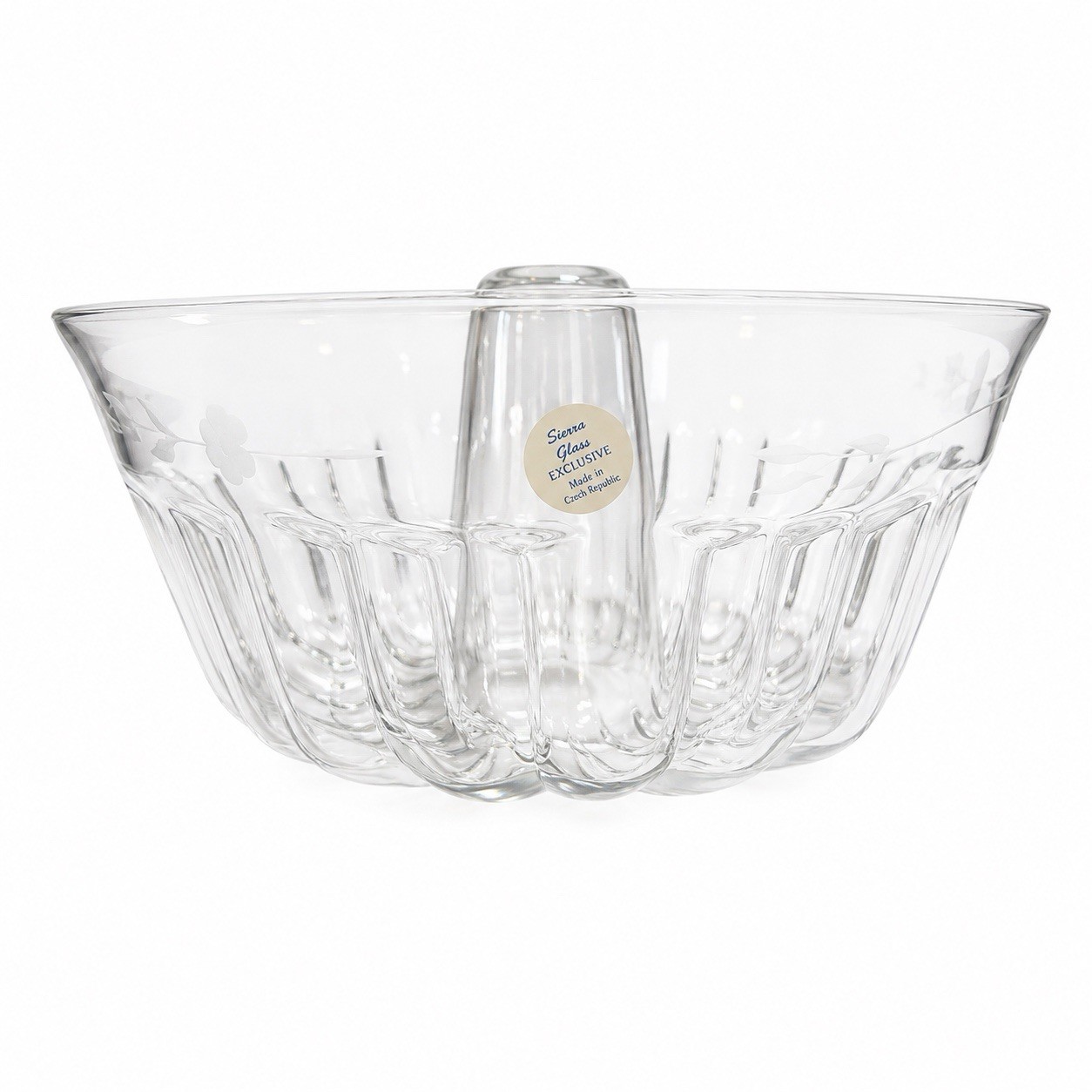 VTG Princess House Etched Glass Bundt Dish Pan Jello Mold Crystal Heritage 10”
