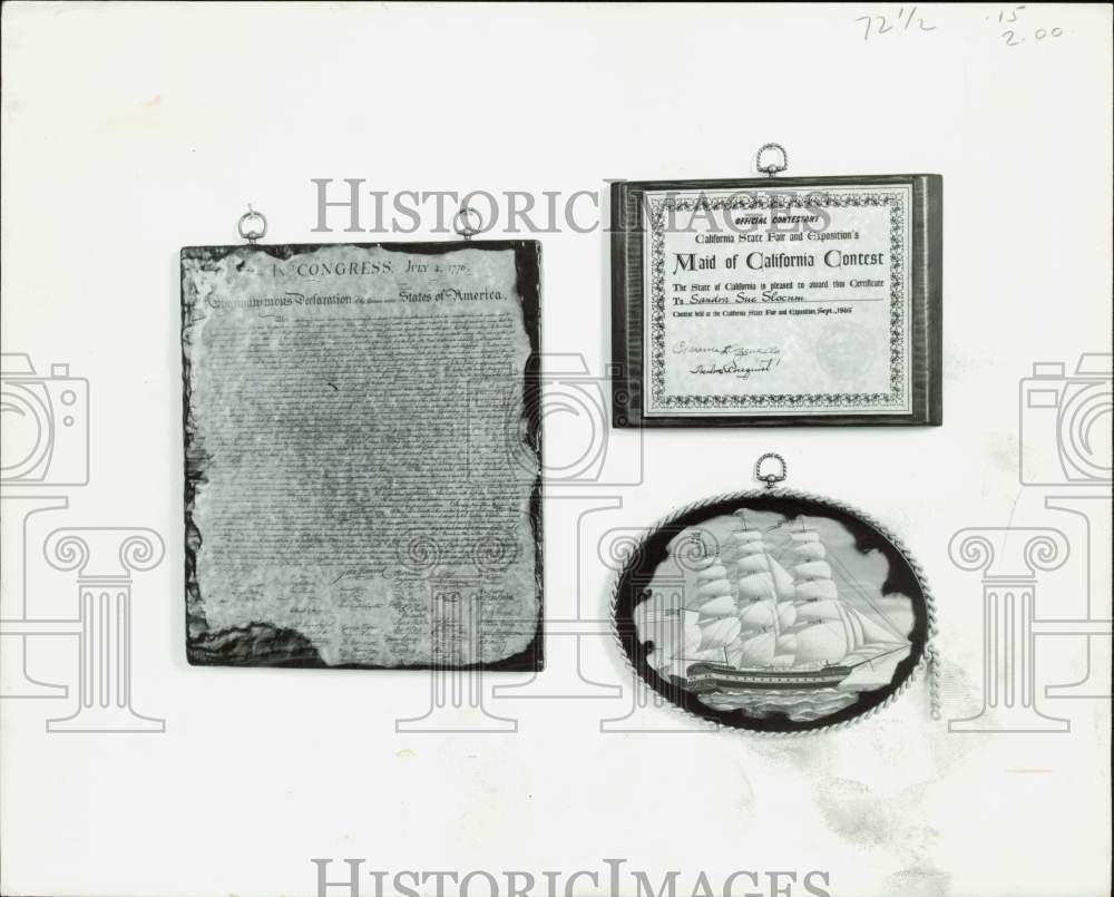 1973 Press Photo Certificates & Awards Done in Decoupage - lrs23933