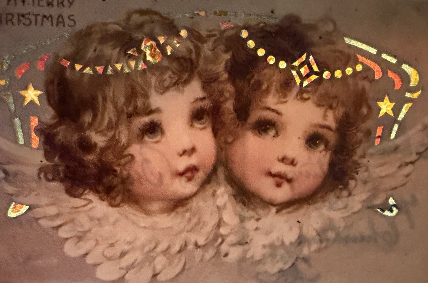 Exceptional~Christmas~Hold to Light Angels~Novelty HTL Brundage Postcard -s620 Exceptional~Christmas~Hold to Light Angels~Novelty HTL Brundage Postcard -s620