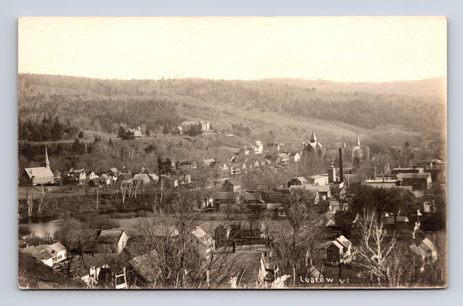 RPPC Aerial View Ludlow Vermont VT Real Photo Postcard RPPC Aerial View Ludlow Vermont VT Real Photo Postcard