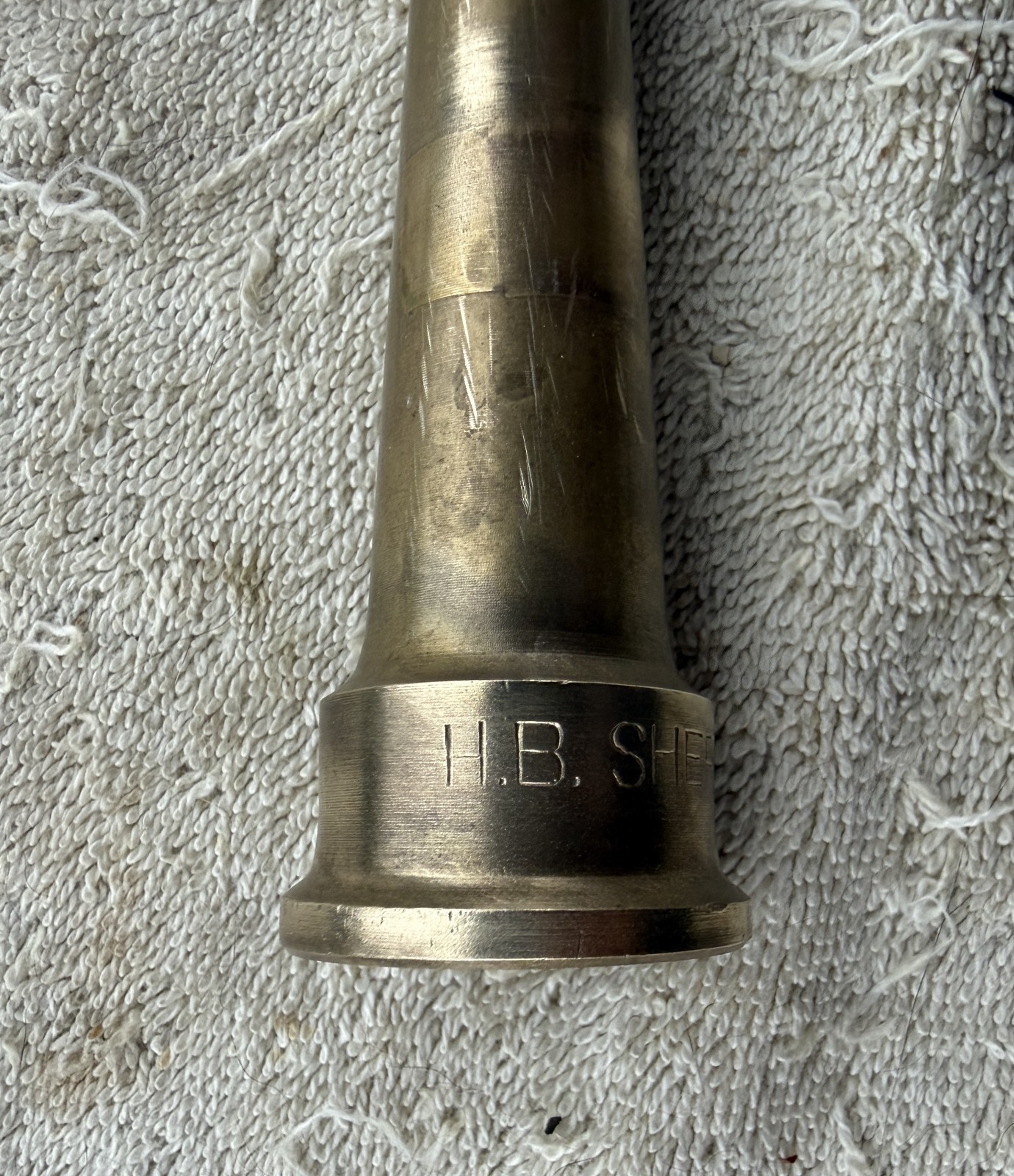 VINTAGE H.B. SHERMAN SOLID BRASS NOZZLE WITH BALL SHUT OFF VALVE - AS PICTURED