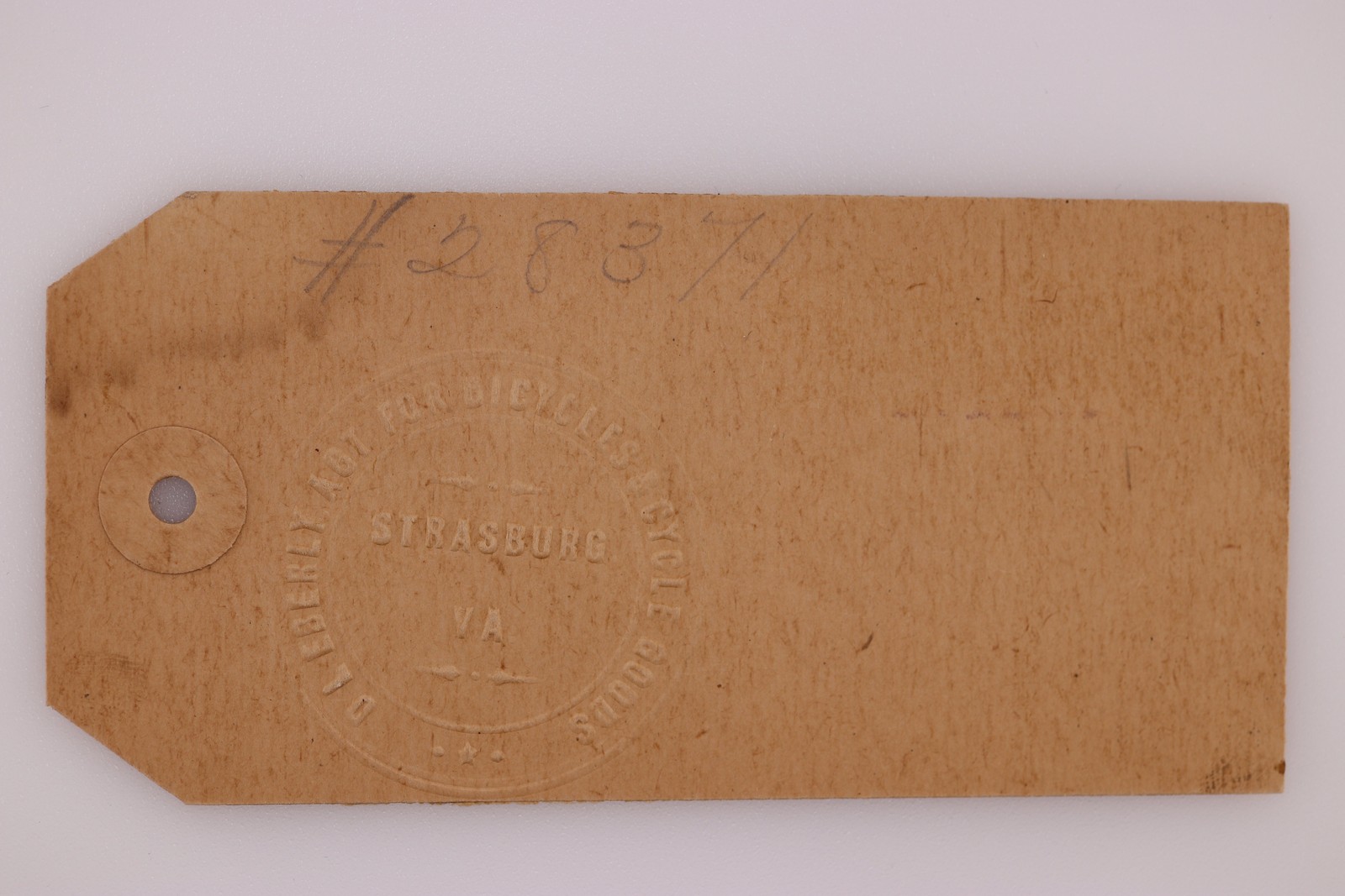 Vintage RARE Daniel Letcher DL EBERLY Bicycle Cycle Goods AGT Tag Strasburg VA